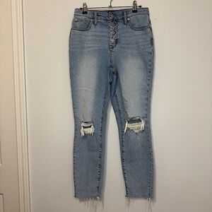 J.Crew 10” High-Rise Skinny Jeans Distressed Raw Hem | Size 27